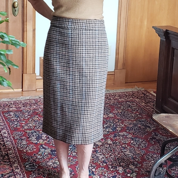 J. Crew No. 2 Wool Pencil Skirt | Brown, Camel, Blue, & Grey | Size 8 Tall
